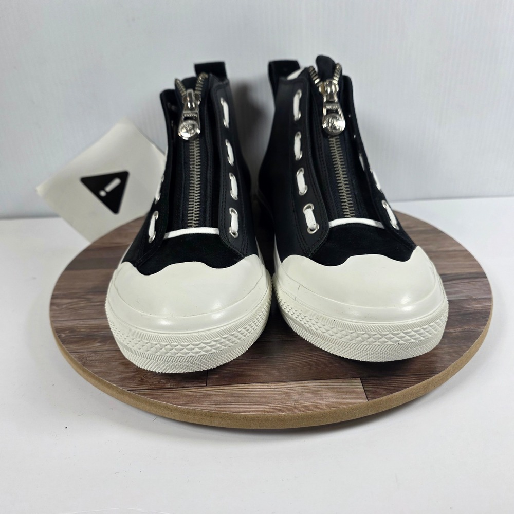 Diesel S-Astico Mzip Sneakers Men 12.5 Black White High Top Leather Suede Zip Up - Picture 2 of 11